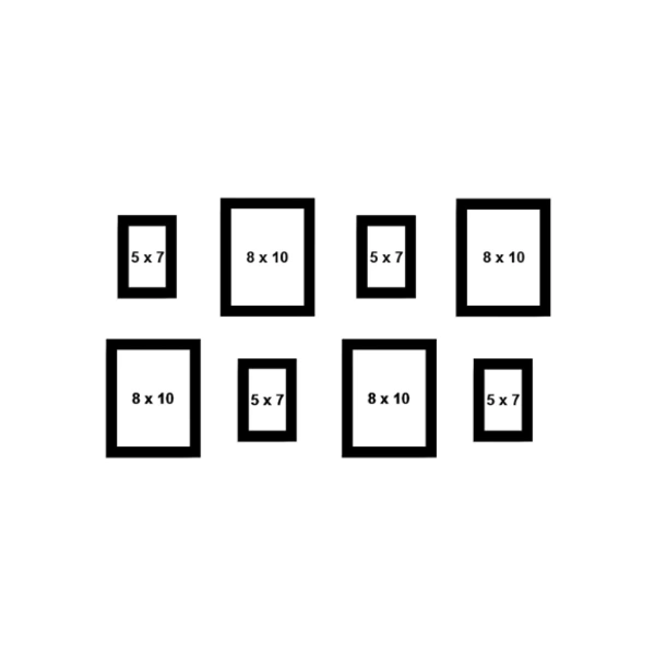 ABHINAVA ONLINE Abhinava Synthetic Wood Photo Frames for Wall & Table - Set of 8 - 8"x 10" & 5"x 7"  , BLACK